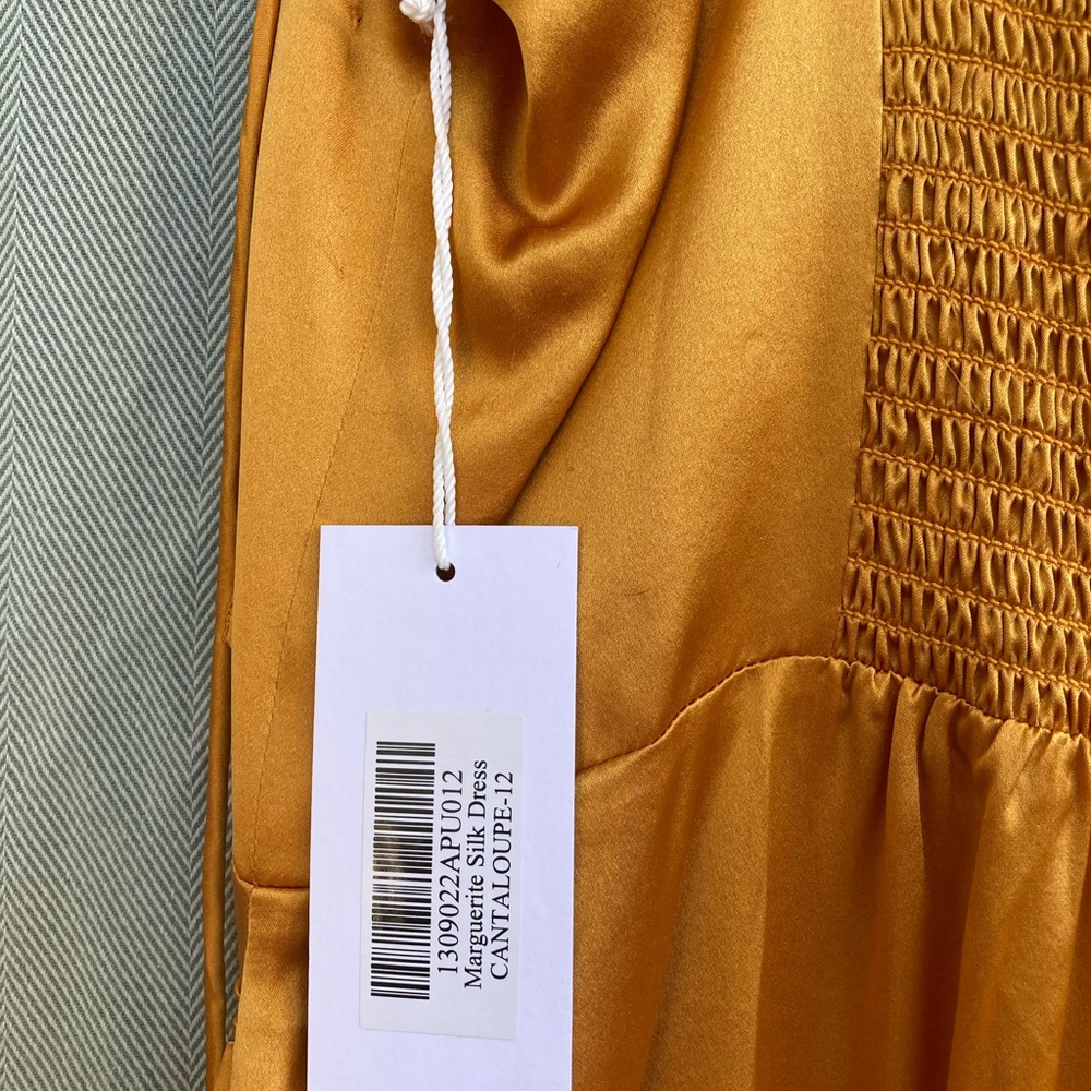 Reformation Marguerite Cantaloupe Satin Midi Dress - Picture 7 of 9